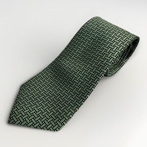 Tasso Elba Kelly Green And Black Woven Basketweave‎ Long Wide Silk Tie